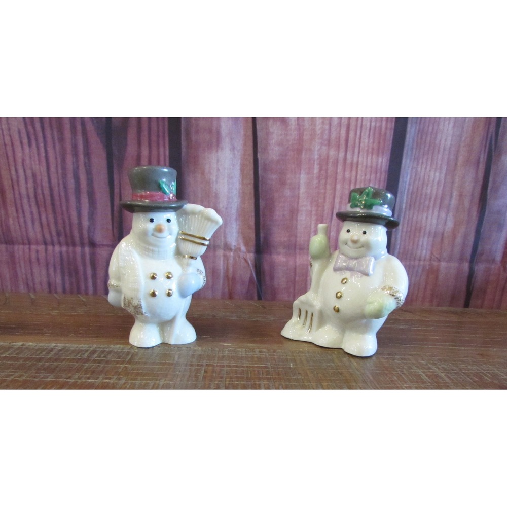 Lenox Happy Holly Days Snowmen Salt & Pepper Shaker Set Porcelain Christmascore - Picture 2 of 7